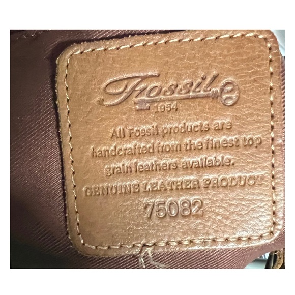 Fossil leather studded riveted western boho shoulder bag suede neutral - Picture 5 of 12